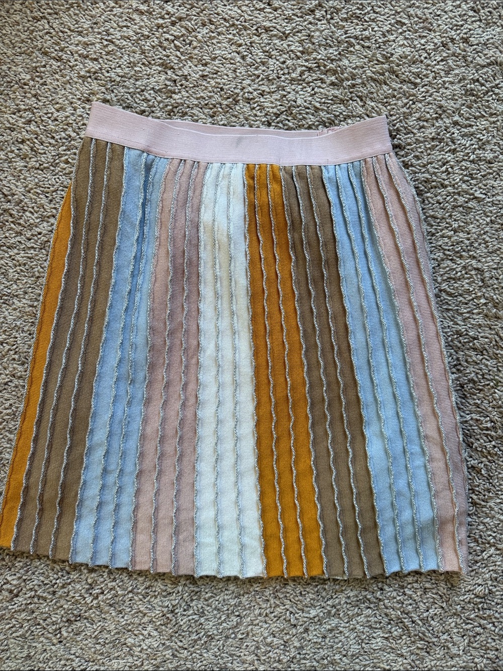 Anthropologie Eva Franco Pastel Striped Metallic Knit Mini Skirt Pull in Sz S